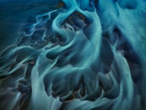 Photograph of the Ölfusá River in Iceland with abstract visual qualities. Edward Burtynsky, Water series.