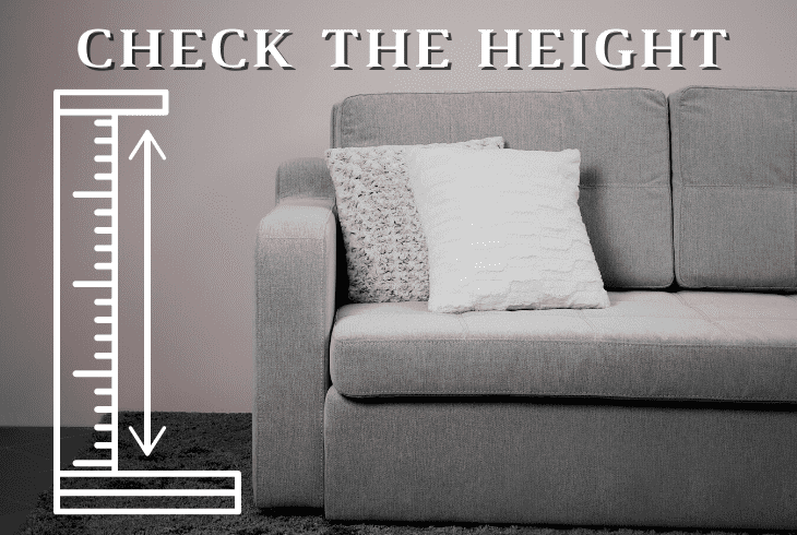 height of reclining sofa