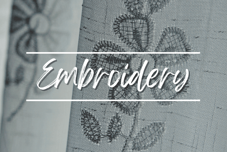 made with embroidery