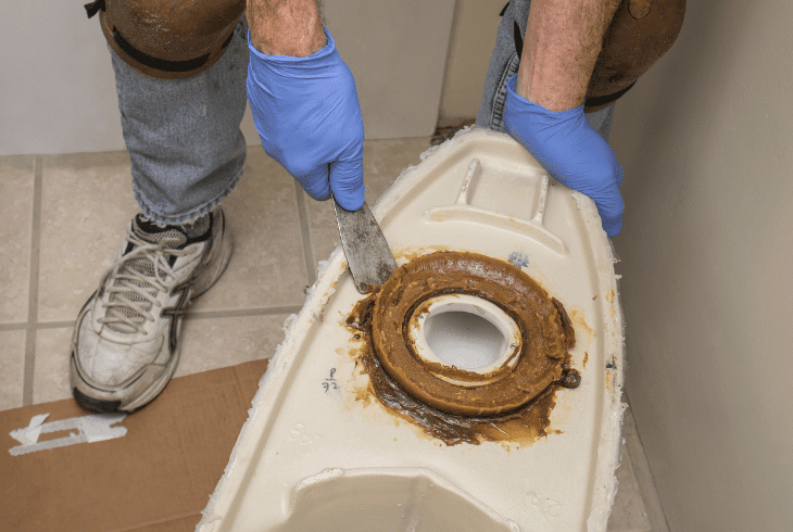 remove old wax ring from bottom