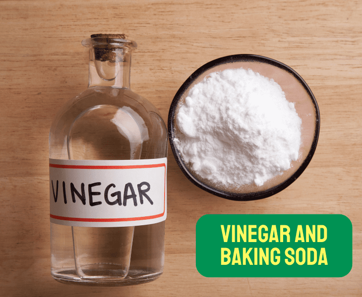 mix vinegar and baking soda