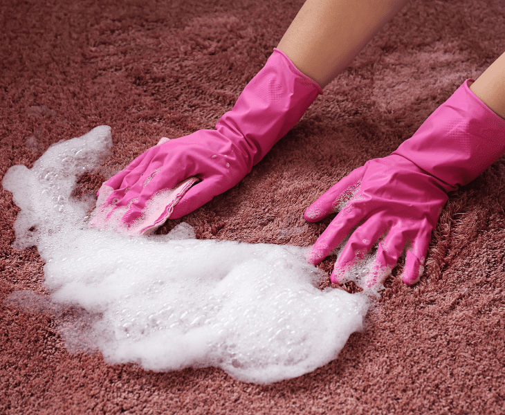 rub carpet to clean