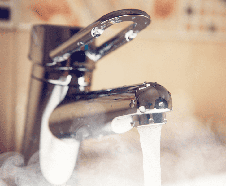 using hot water