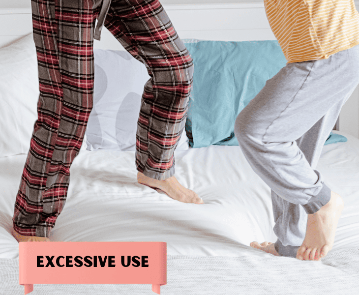 jumping on a mattress