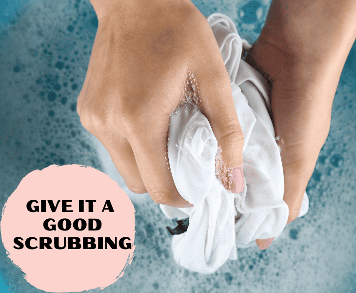 scrubbing the fabric