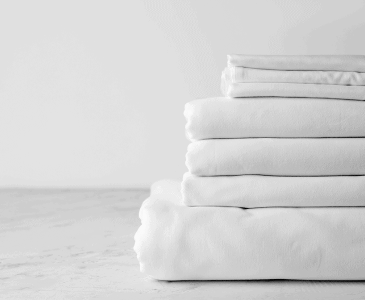 a pile of bed sheets