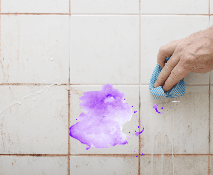 cleaning the purple shampoo stain immediately 