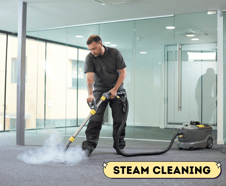 cleaning it with steam 