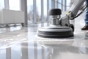 Industrial floor buffer polishing shiny indoor tile floor