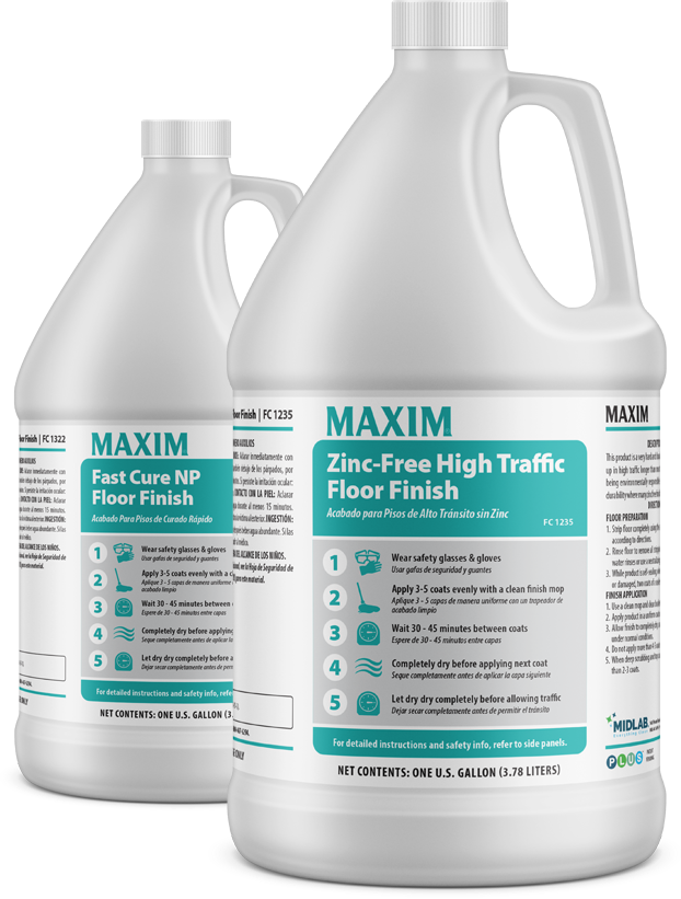 Two gallon jugs of MAXIM floor finish