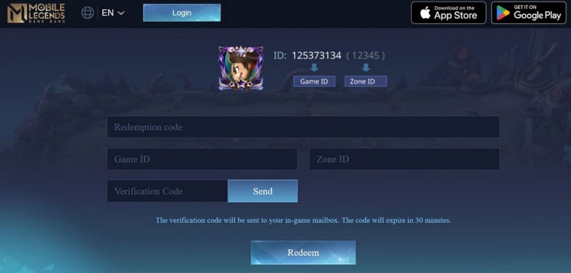 mobile legend bang bang code