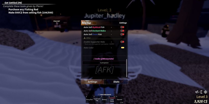 Pêche dans un jeu Roblox