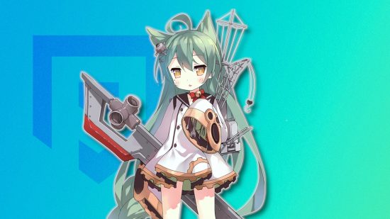 Liste des niveaux d'Azur Lane : illustration d'Akashi sur un fond vert-bleu PT