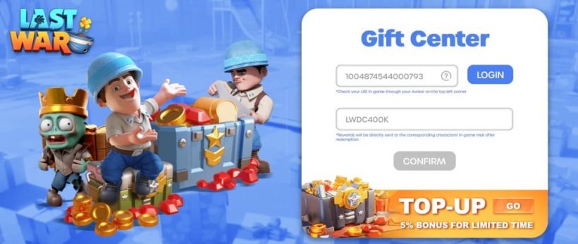 Centre de cadeaux pour le jeu Last War Survival