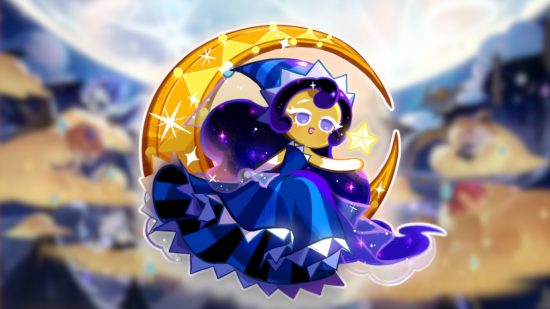 Image personnalisée pour le classement des personnages de Cookie Run: Kingdom avec Cookie Lune sur un fond lunaire