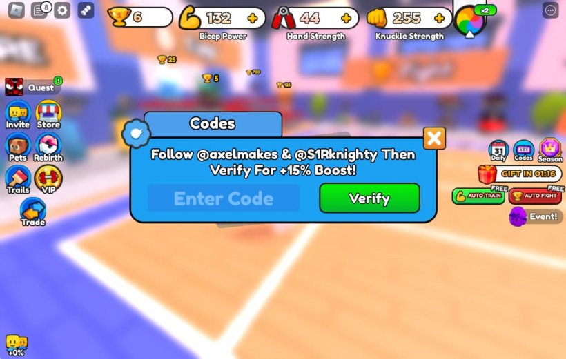 Comment échanger des codes pour Arm Wrestle Simulator