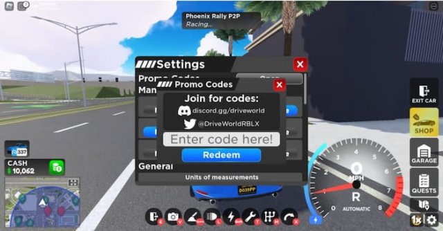 Comment échanger des codes pour Drive World