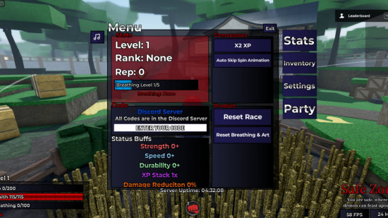 Écran de redemption des codes de Weak Legacy 2
