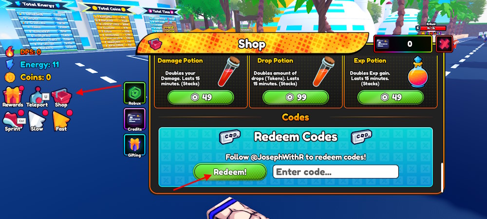 Échange des codes Anime Eternal