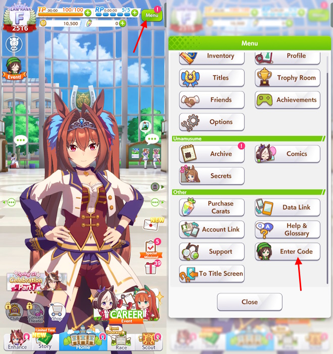 Échange de codes Umamusume Pretty Derby