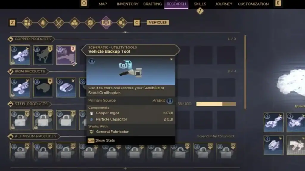 dune awakening outil de véhicule de secours