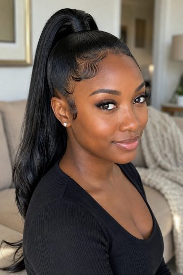 Sleek High Ponytail with Laid Edges