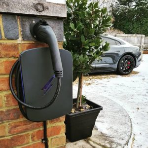 Hypervolt EV Charging point mounted on brick wall