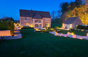 Outdoor lighting on large domestic house in wiltshire