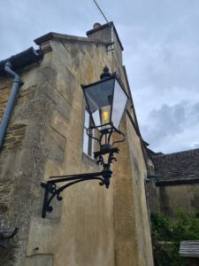other angle of gas lantern outside on property in corsham