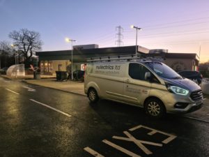 Nulectrics Van in the cap park with the lighting on