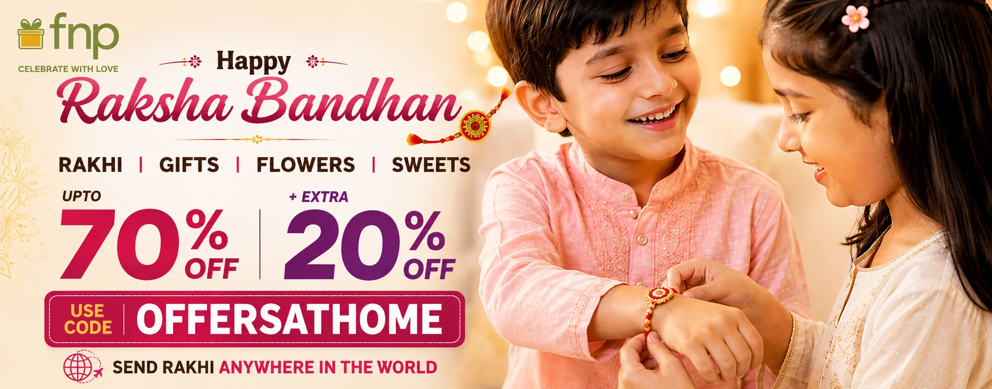 Children celebrating Raksha Bandhan with a rakhi gift.