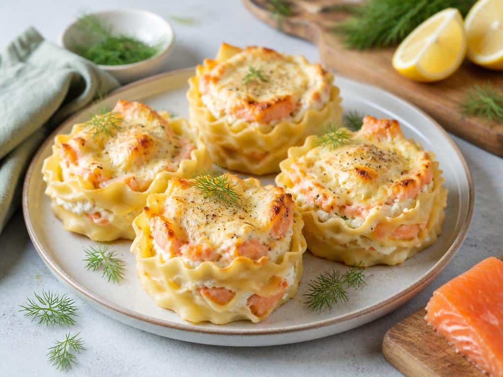 nids de lasagnes au saumon et ricotta