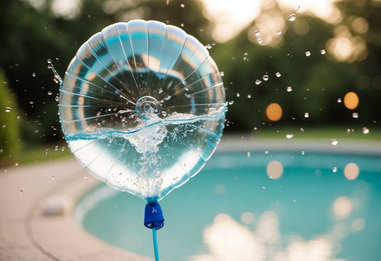 Un ballon d'eau clair et scintillant écl éclate, signalant une naissance imminente.