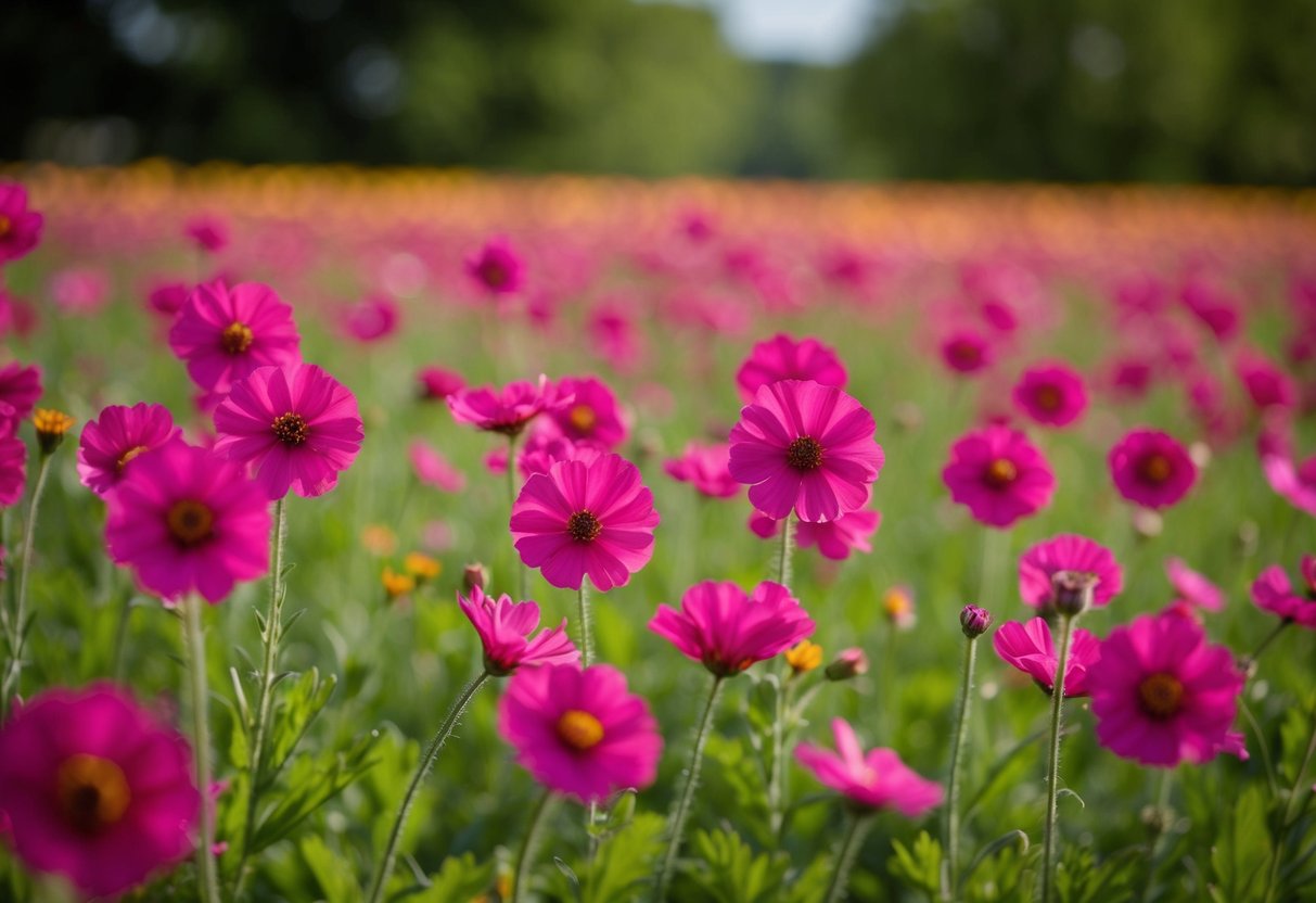 Un champ de fleurs de capucine vibrantes se balançant dans la brise