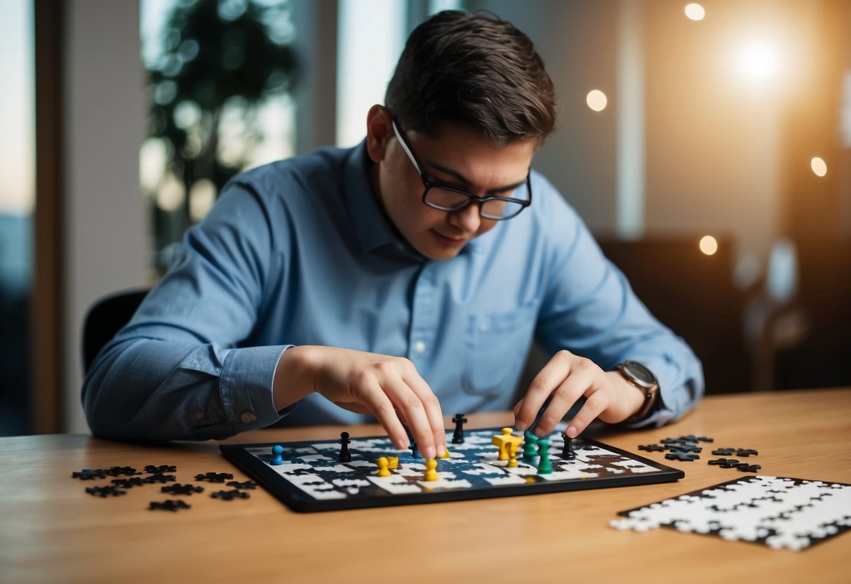 Une personne atteinte de dyspraxie résolvant un puzzle complexe avec intelligence
