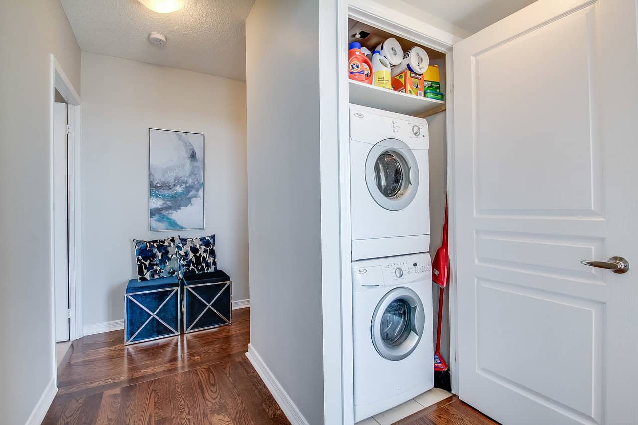 Washer and dryer unit in an apartment