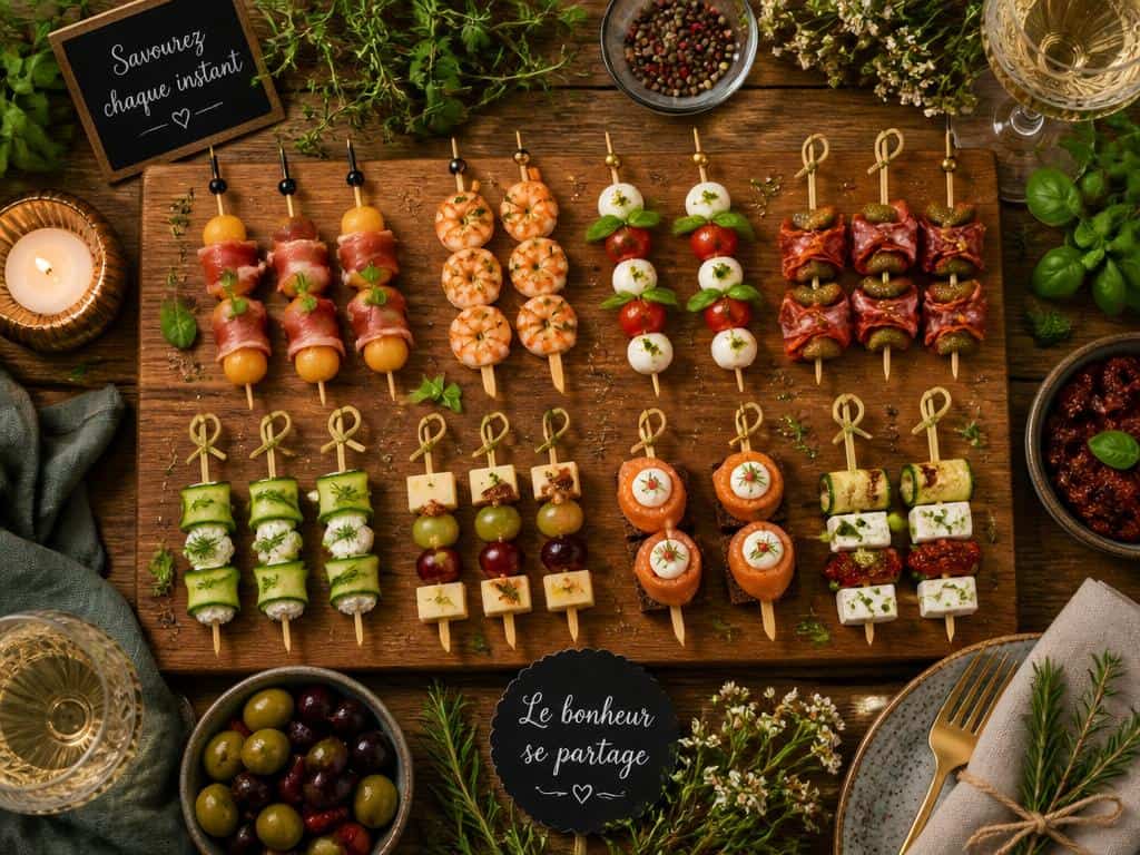 mini brochettes apéritives sans fromage et sans cuisson