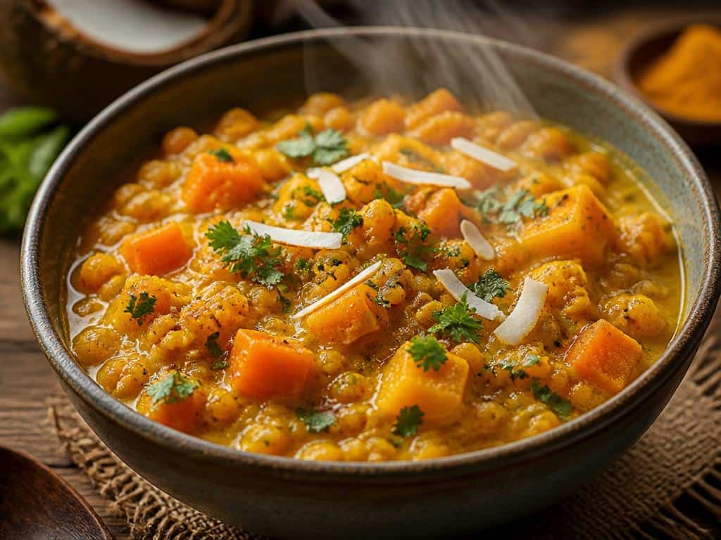 soupe de lentilles corail au lait de coco