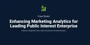 Data analytics dashboard showcasing marketing insights for public interest enterprise.