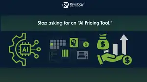 Illustration of AI pricing tools with growth and financial icons.