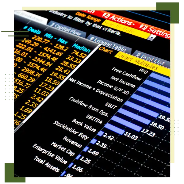 Financial data dashboard showing private equity industry metrics and analysis.