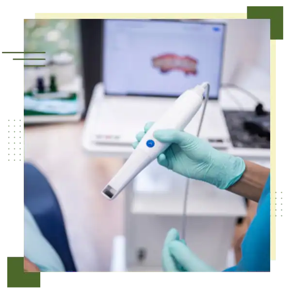 Healthcare professional using digital device for data analysis in medical setting.