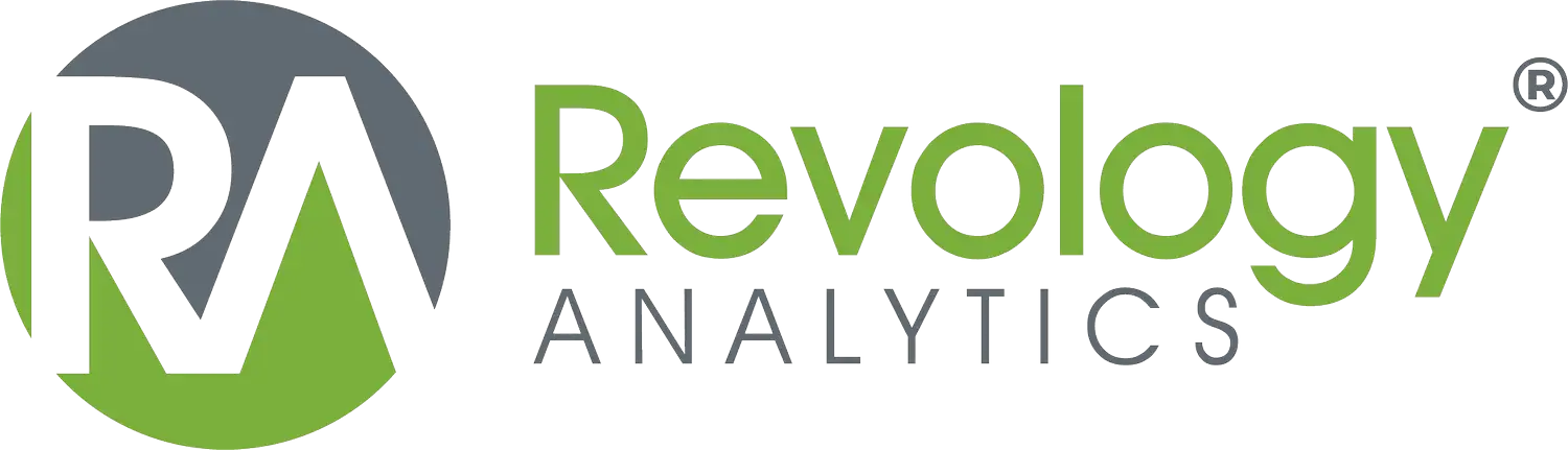 Revology Analytics logo with modern design and green accents.