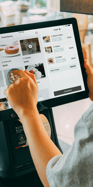 Digital sales and marketing tools on a tablet for business enablement.