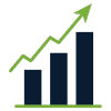 Business growth chart showing upward trend for revenue analytics.