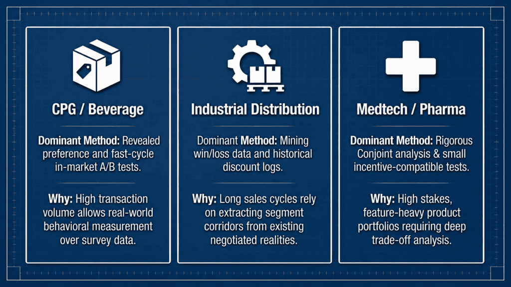 Willingness to Pay: How to Measure What Customers Will Actually Pay 5 Industry context, rather than personal preference, determines the appropriate method. Data-rich markets favor revealed-preference approaches, while launches with limited data require rigorous stated-preference methods.