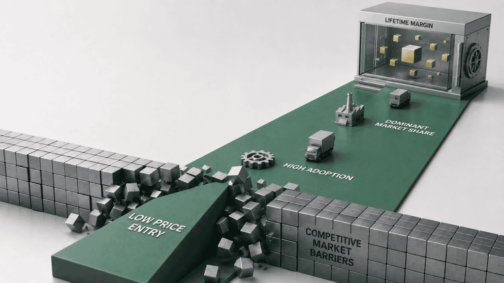 Business strategy diagram showing penetration pricing and price skimming methods.