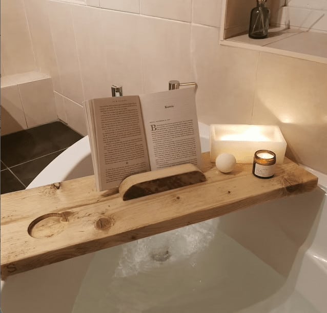 wooden bath caddy