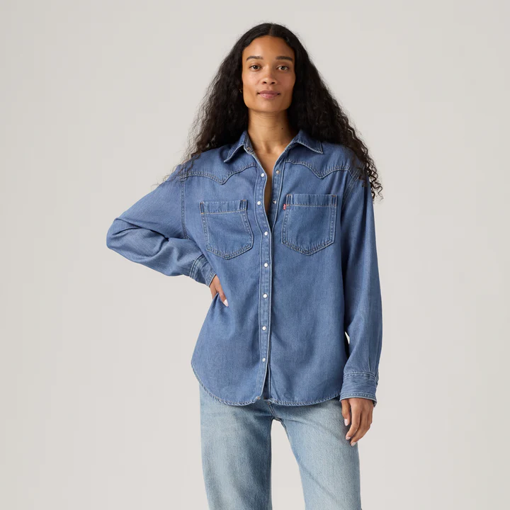 LEVI'S® Women's Teodora Western Shirt - Med Indigo