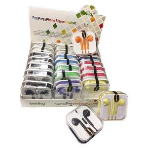 CELLBUDDY Earphone 24pcs Assorted Colors display